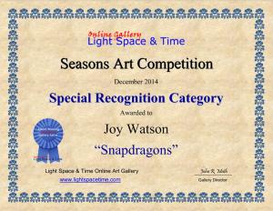 Artist Joy Watson Receives Special Recognition Award